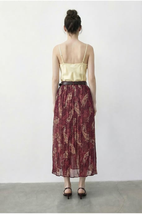 Hoog Taille Paisley Maxi Rok met Riem - Image 4