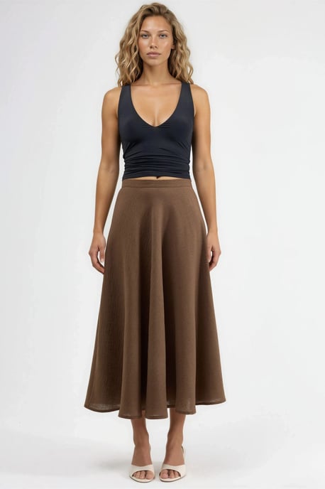 Hoge Taille Geweven A-Lijn Maxi Rok - Image 5