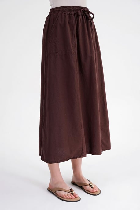 Hoge Taille Poplin Rok met Touwtje Detail - Image 5