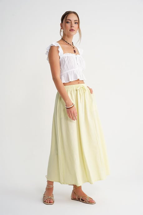 Hoge Taille Poplin Rok met Touwtje Detail - Image 3