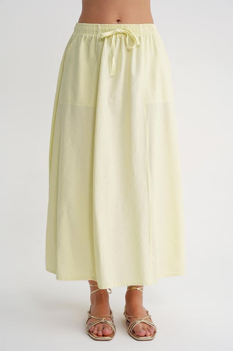 Hoge Taille Poplin Rok met Touwtje Detail - Image 5