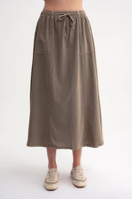 Hoge Taille Poplin Rok met Touwtje Detail - Image 4