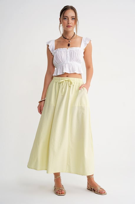 Hoge Taille Poplin Rok met Touwtje Detail - Image 2