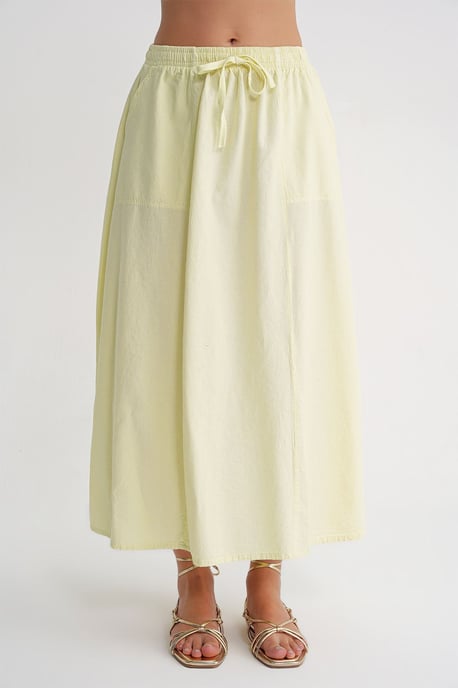 Hoge Taille Poplin Rok met Touwtje Detail - Image 4