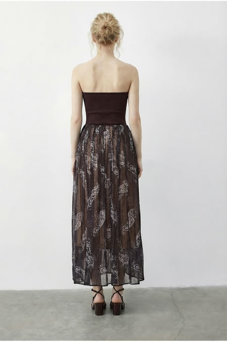 Hoge Taille Paisley Maxi Rok met Ceintuur - Image 5