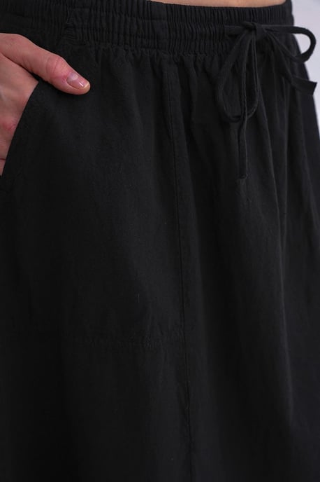 Hoog-Waisted Popeline Rok met Touwdetail - Image 5