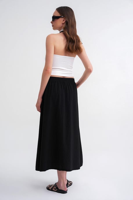 Hoog-Waisted Popeline Rok met Touwdetail - Image 6