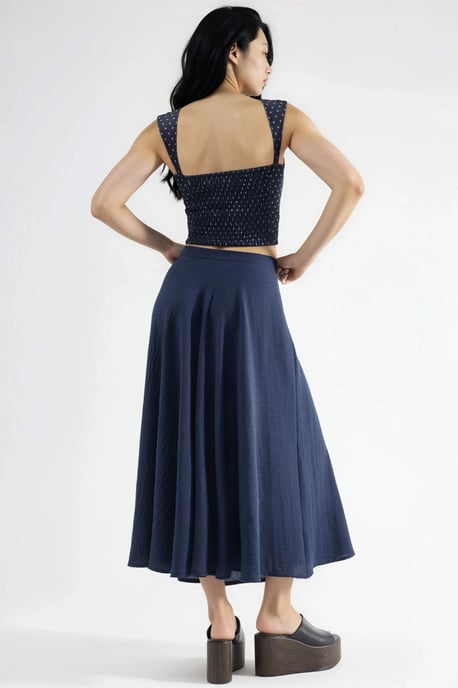 Hooggewaisted Textured A-Line Maxi Rok - Image 3