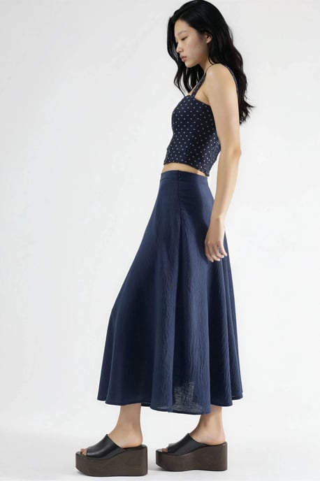 Hooggewaisted Textured A-Line Maxi Rok - Image 4