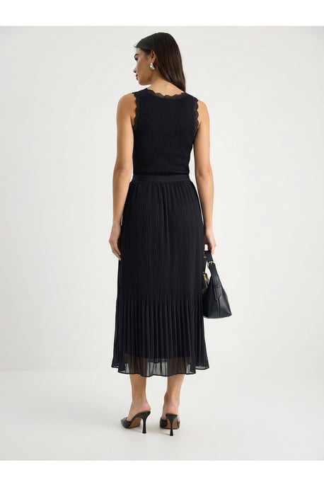 Hoge Taille Plissé Maxi Rok - Image 4