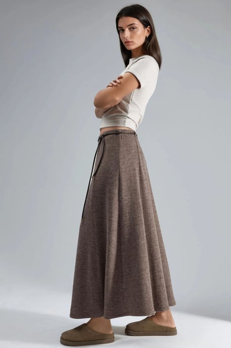 Gestructureerde Maxi Rok met Strikdetail - Image 2