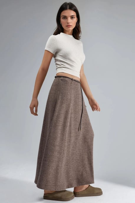 Gestructureerde Maxi Rok met Strikdetail - Image 4