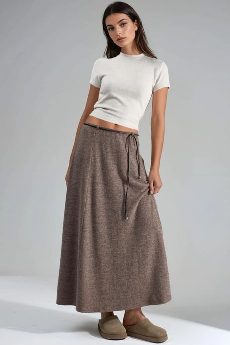 Gestructureerde Maxi Rok met Strikdetail - Image 5