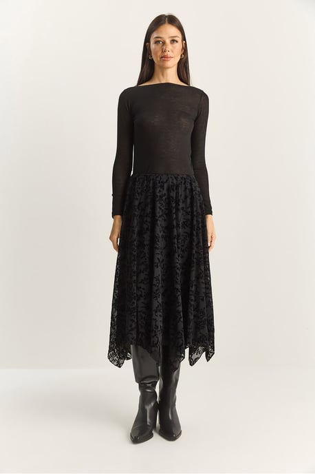 Hoge Taille Asymmetrische Midi Rok - Image 2