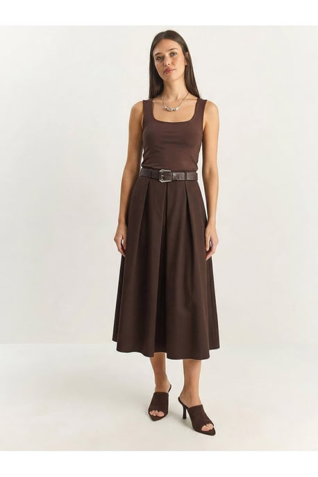 Hoge Taille Midi Rok met Ceintuurs - Image 3