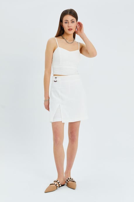 Belted Hoge Taille Wrap Front Shorts met Splitdetail - Image 5