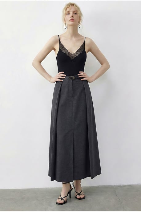 Hoge Taille Midi A-Lijn Rok met Riem - Image 3