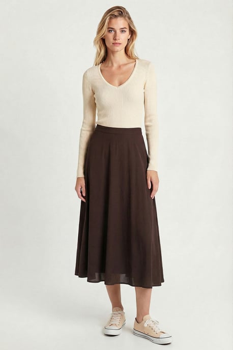Hoge Taille A-Lijn Midi Rok - Image 1