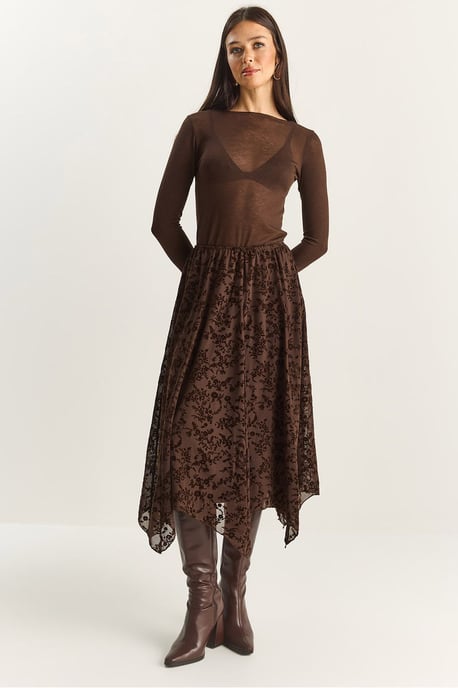 Hoge Taille Asymmetrische Midi Rok - Image 1