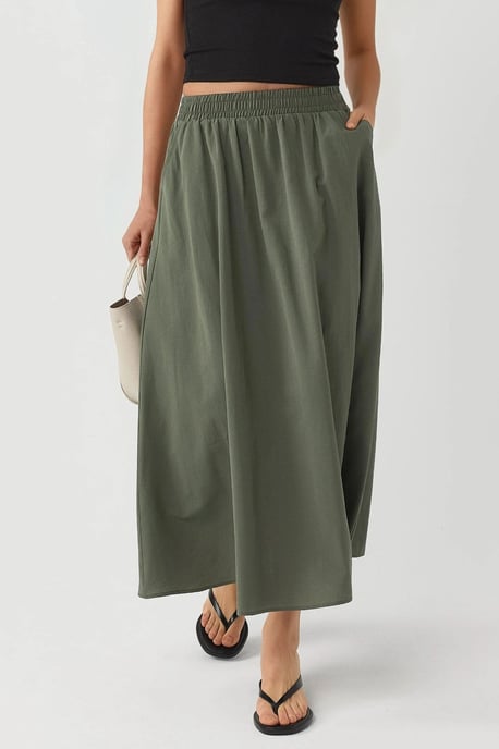 Elastische Taille Midi Rok met Zakken - Image 1