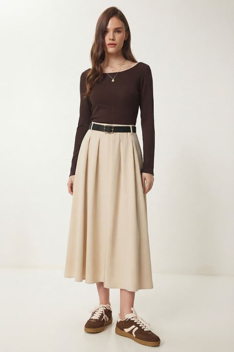 Gestrikte Hoge Taille Midi Rok - Image 1