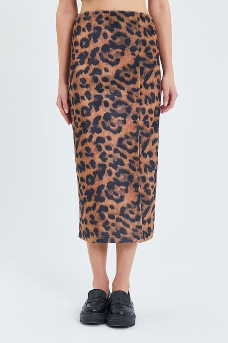 Leopardprint Hoge Taille Midi Rok met Split - Image 4
