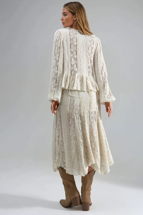 Hoge Taille Kanten A-Lijn Midi Rok - Image 5
