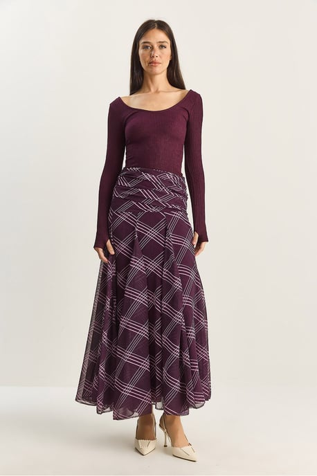 Hoge Taille Etnische Print Midi Rok - Image 2