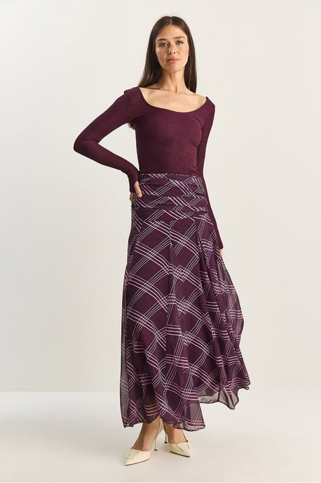 Hoge Taille Etnische Print Midi Rok - Image 4