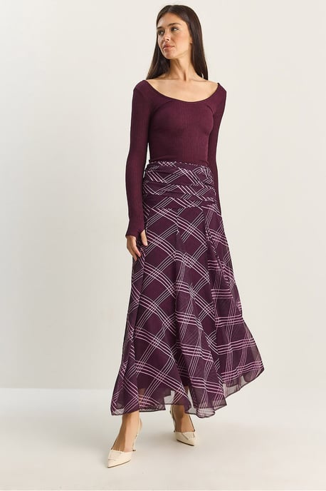Hoge Taille Etnische Print Midi Rok - Image 5