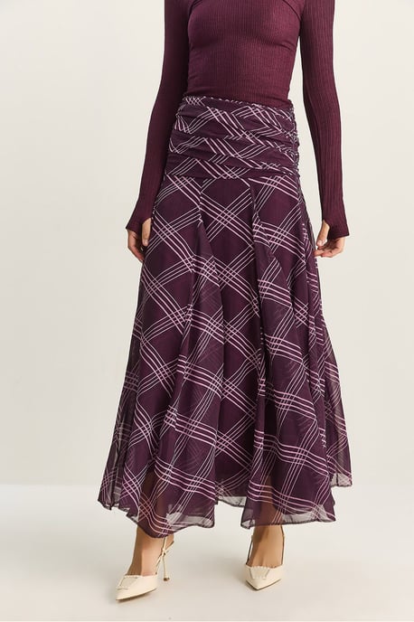 Hoge Taille Etnische Print Midi Rok - Image 6
