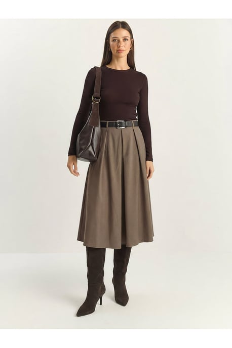 Hoge Taille Midi Rok met Ceintuur - Image 2