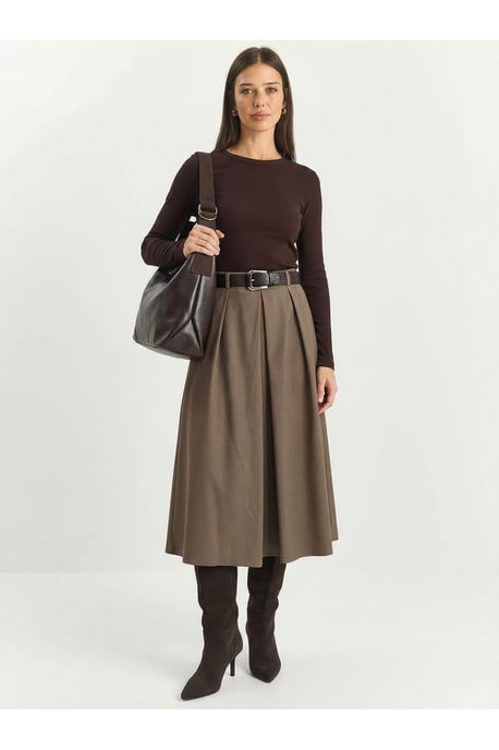 Hoge Taille Midi Rok met Ceintuur - Image 3