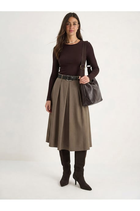 Hoge Taille Midi Rok met Ceintuur - Image 4