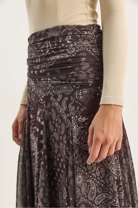 Hoge Taille Etnische Print Midi Rok - Image 6