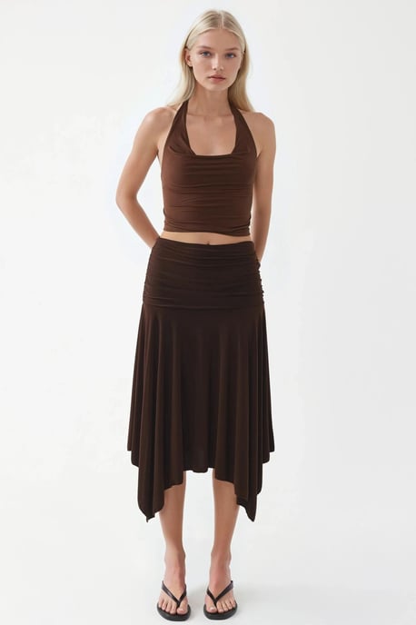 Asymmetrische Midi Rok met Drapé Detail - Image 5