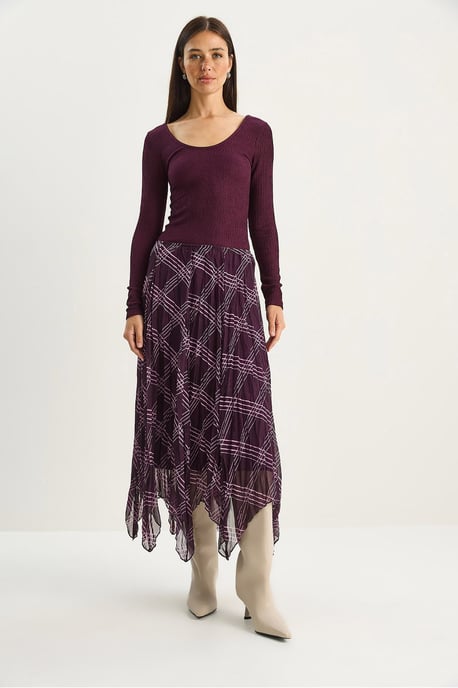 Gestreepte Geruite Midi Rok - Image 2