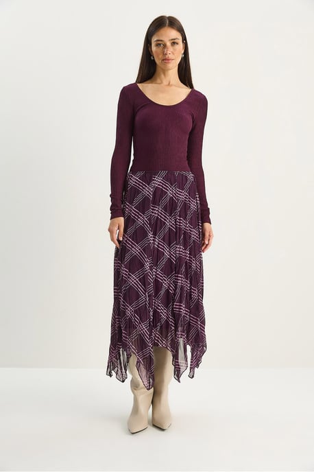Gestreepte Geruite Midi Rok - Image 4