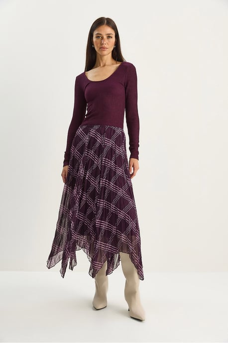 Gestreepte Geruite Midi Rok - Image 5
