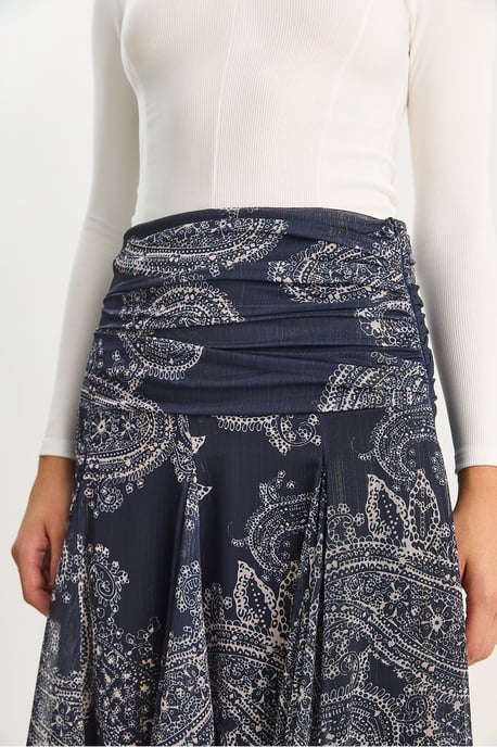 Hoge Taille Etnische Print Midi Rok - Image 5