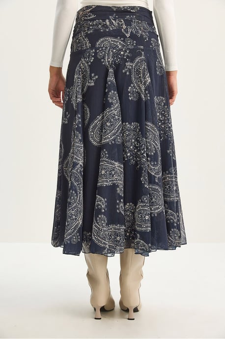 Hoge Taille Etnische Print Midi Rok - Image 6