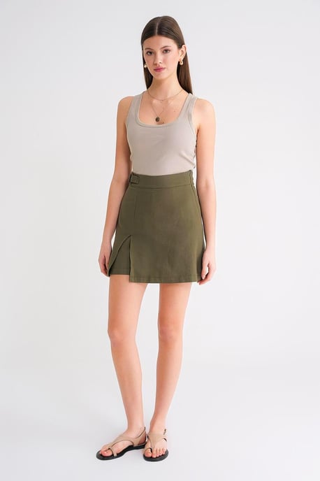 Belted Hoge Taille Wrap Front Shorts met Splitdetail - Image 2