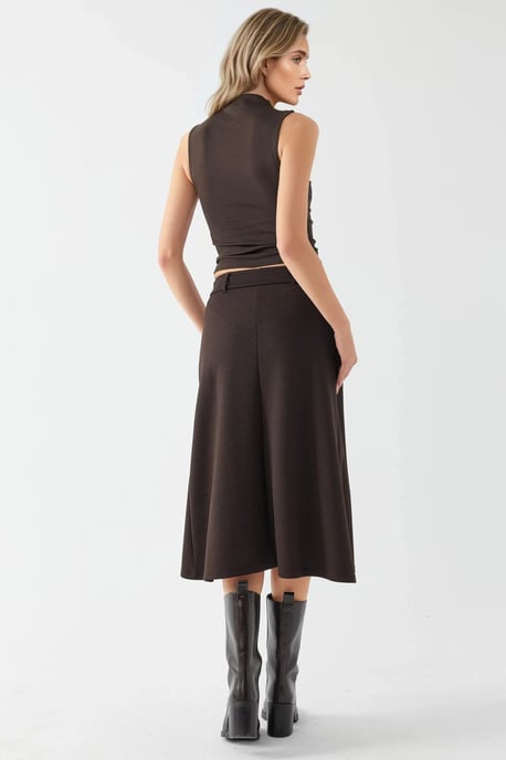 Hoge Taille Midi Rok met Boogdetail - Image 3