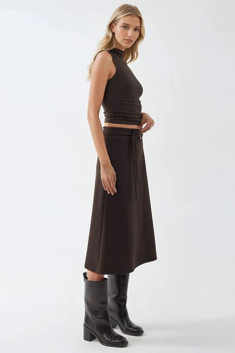 Hoge Taille Midi Rok met Boogdetail - Image 4