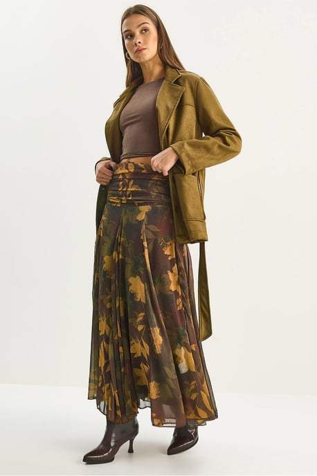Hoge Taille Etnische Print Midi Rok - Image 1