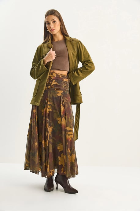 Hoge Taille Etnische Print Midi Rok - Image 2