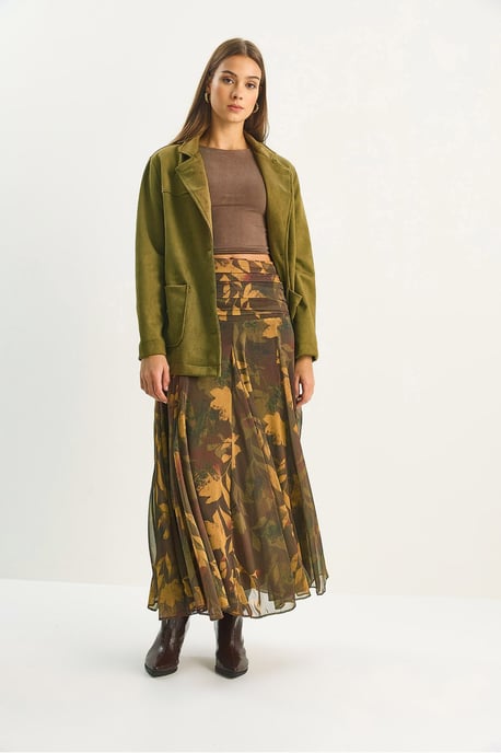 Hoge Taille Etnische Print Midi Rok - Image 5