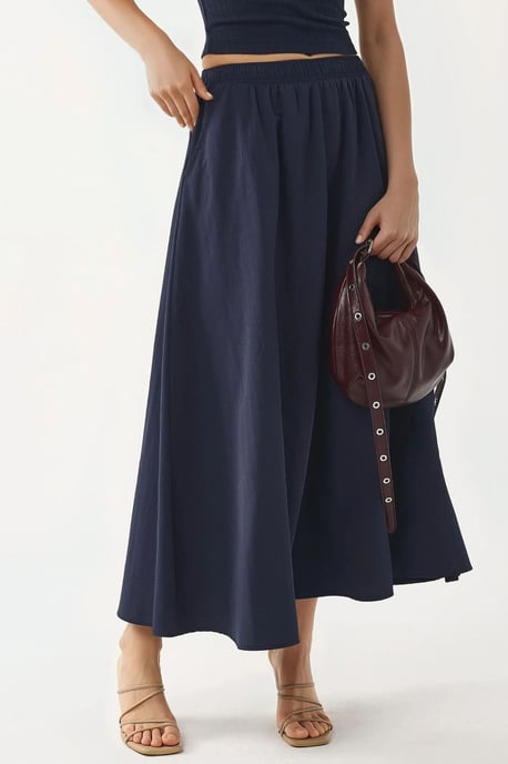 Elastische Taille Midi Rok met Zakken - Image 1