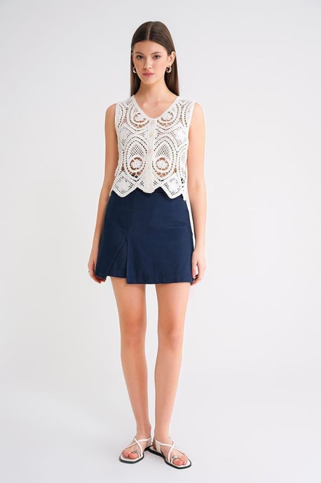 Belted Hoge Taille Wrap Front Shorts met Splitdetail - Image 2