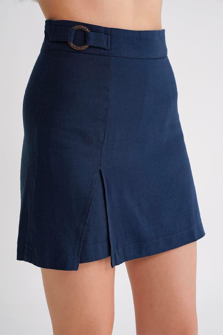 Belted Hoge Taille Wrap Front Shorts met Splitdetail - Image 5